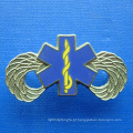 Gold Plating Badge com cor azul de impressão (GZHY-BADGE-019)